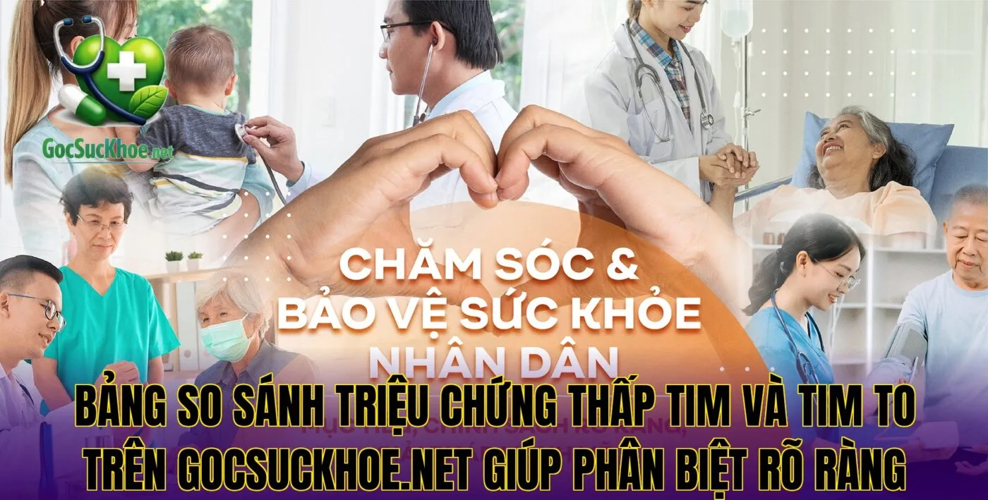 Bảng so sánh triệu chứng thấp tim và tim to trên gocsuckhoe.net giúp phân biệt rõ ràng